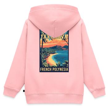 Entdecken Sie tropische Fakarava in Französisch-Polynesien - Kinder Premium Organic Zip Hoodie - Rosa - Hinten - AI Model Kid Female (0cm)