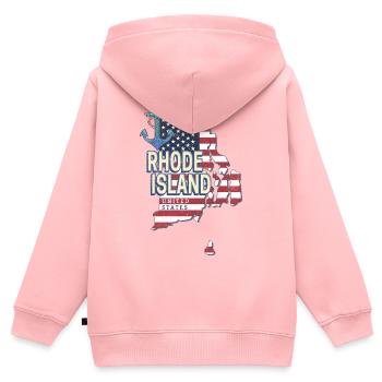 Carte murale rétro des États-Unis du Rhode Island - Sweat Premium à capuche zippé enfant bio - rose - Dos - AI Model Kid Female (0cm)