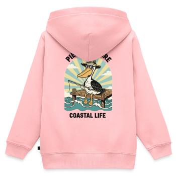 Pelican Fisherman Pier Pressure Coastal - Kinder Premium Organic Zip Hoodie - Rosa - Hinten - AI Model Kid Female (0cm)