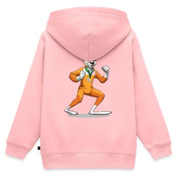 Salopette orange Kangaroo Battle Step - Sweat Premium à capuche zippé enfant bio - rose - Dos - AI Model Kid Female (0cm)