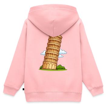 Dessin animé de la Tour de Pise - Sweat Premium à capuche zippé enfant bio - rose - Dos - AI Model Kid Female (0cm)