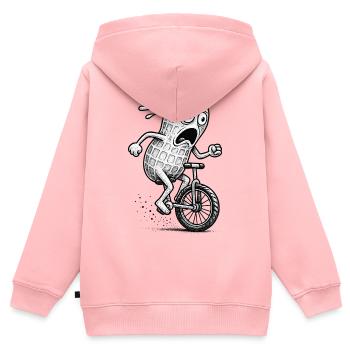 Panic Peanut auf dem Fahrrad - Kinder Premium Organic Zip Hoodie - Rosa - Hinten - AI Model Kid Female (0cm)