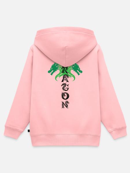 Grünes Drachenemblem - Kinder Premium Organic Zip Hoodie - Rosa