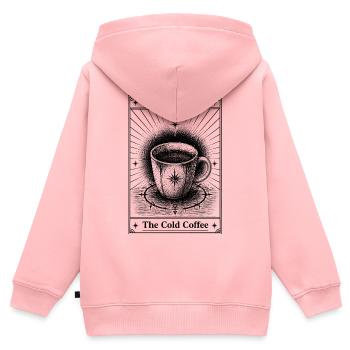 Café froid | Carte de tarot tous les jours - Sweat Premium à capuche zippé enfant bio - rose - Dos - AI Model Kid Female (0cm)