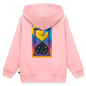 Néon en sablier cosmique - Sweat Premium à capuche zippé enfant bio - rose - Dos - AI Model Kid Female (0cm)
