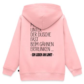 Leben Am Limit Dusche Gaehnen Shirt - Kinder Premium Organic Zip Hoodie - Rosa - Hinten - AI Model Kid Female (0cm)
