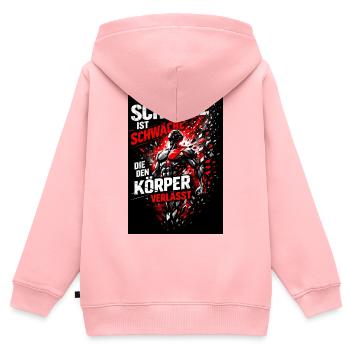 Schmerz ist Schwäche, die den Körper verlässt - Kinder Premium Organic Zip Hoodie - Rosa - Hinten - AI Model Kid Female (0cm)