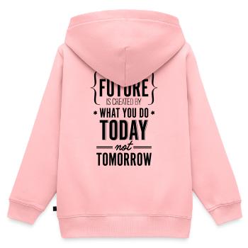 Your Future Created Today Spruch Shirt - Kinder Premium Organic Zip Hoodie - Rosa - Hinten - AI Model Kid Female (0cm)