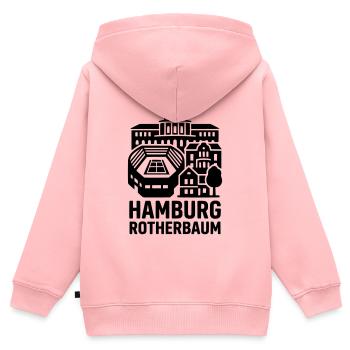 Hamburg Rotherbaum – Tennis & Uni Silhouette - Kinder Premium Organic Zip Hoodie - Rosa - Hinten - AI Model Kid Female (0cm)