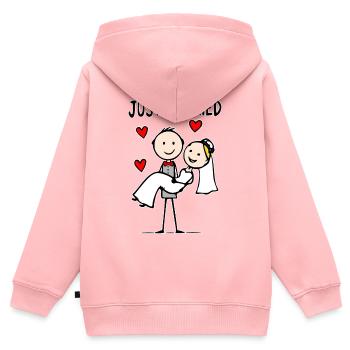Couple de mariage en dessin animé tout juste marié - Sweat Premium à capuche zippé enfant bio - rose - Dos - AI Model Kid Female (0cm)