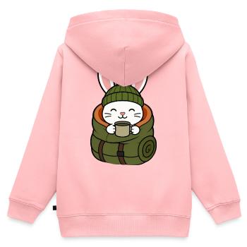 Wandern Bunny im Winter mit Kaffee - Kinder Premium Organic Zip Hoodie - Rosa - Hinten - AI Model Kid Female (0cm)