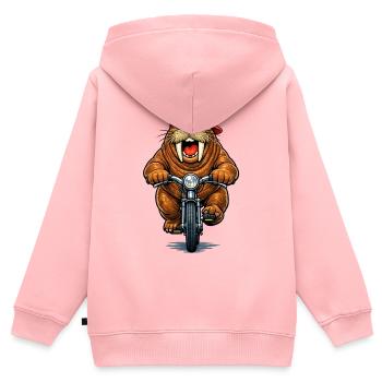 Walross sportlich - Kinder Premium Organic Zip Hoodie - Rosa - Hinten - AI Model Kid Female (0cm)