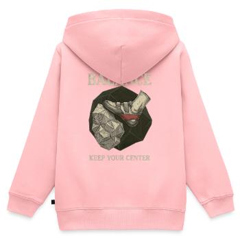 Boulderer Wissenschaft Des Gleichgewichts - Kinder Premium Organic Zip Hoodie - Rosa - Hinten - AI Model Kid Female (0cm)