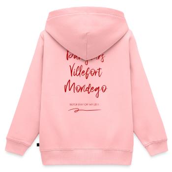 Danglars Villefort Mondego - Kinder Premium Organic Zip Hoodie - Rosa - Hinten - AI Model Kid Female (0cm)