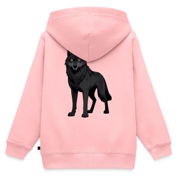 Schwarzer Wolf mit gelben Augen - Kinder Premium Organic Zip Hoodie - Rosa - Hinten - AI Model Kid Female (0cm)