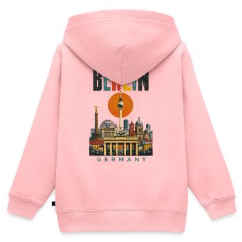 Berlin Germany Retro City Skyline - Kinder Premium Organic Zip Hoodie - Rosa - Hinten - AI Model Kid Female (0cm)