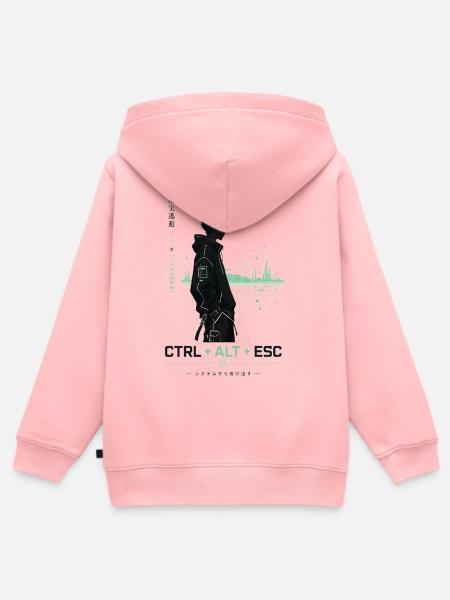 Hoodie-Silhouette im Neon-Cyberpunk - Kinder Premium Organic Zip Hoodie - Rosa