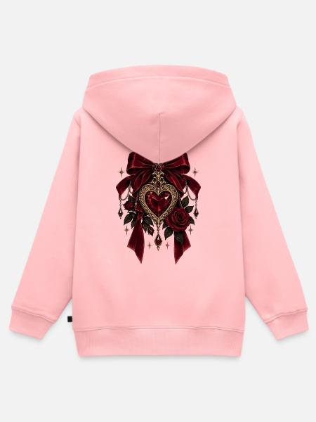 Gothic Heart Dark Romance - Kinder Premium Organic Zip Hoodie - Rosa