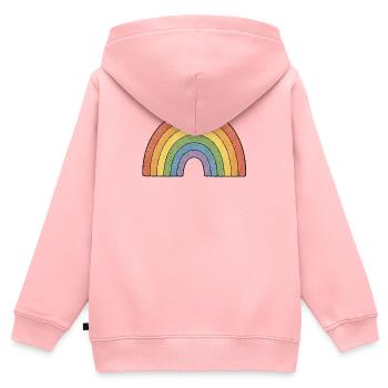TINY ACTIVISTS | Regenbogen - Kinder Premium Organic Zip Hoodie - Rosa - Hinten - AI Model Kid Female (0cm)
