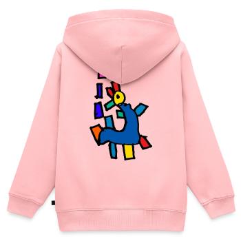 Dino - Kinder Premium Organic Zip Hoodie - Rosa - Hinten - AI Model Kid Female (0cm)