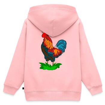 rooster - Kids Premium Organic Zip-up Hoodie - rose - Back - AI Model Kid Female (0cm)