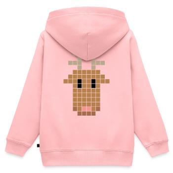 pixel renne - Sweat Premium à capuche zippé enfant bio - rose - Dos - AI Model Kid Female (0cm)