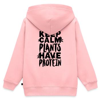 Gardez les plantes calmes ont des protéines - Sweat Premium à capuche zippé enfant bio - rose - Dos - AI Model Kid Female (0cm)