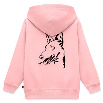 Podenco Kopf - Kinder Premium Organic Zip Hoodie - Rosa - Hinten - AI Model Kid Female (0cm)