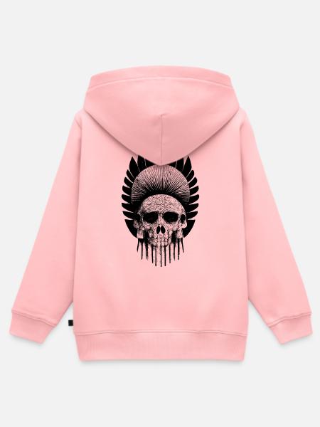 Totenkopf mit indischem Kopfschmuck - Kinder Premium Organic Zip Hoodie - Rosa