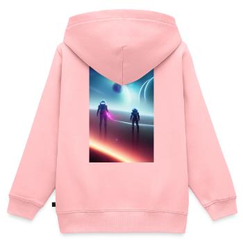 Astronaut, Weltall - Kinder Premium Organic Zip Hoodie - Rosa - Hinten - AI Model Kid Female (0cm)