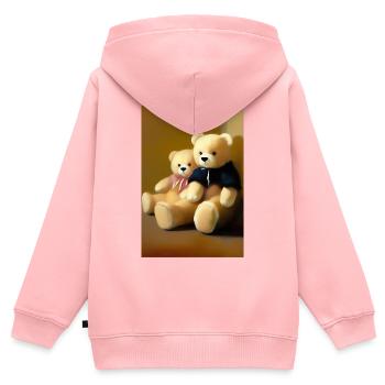Teddybär - Kinder Premium Organic Zip Hoodie - Rosa - Hinten - AI Model Kid Female (0cm)