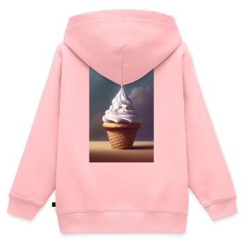 Eiscreme - Kinder Premium Organic Zip Hoodie - Rosa - Hinten - AI Model Kid Female (0cm)