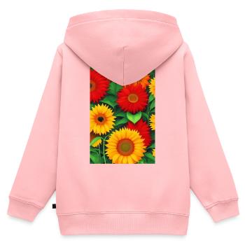Sonnenblumen - Kinder Premium Organic Zip Hoodie - Rosa - Hinten - AI Model Kid Female (0cm)