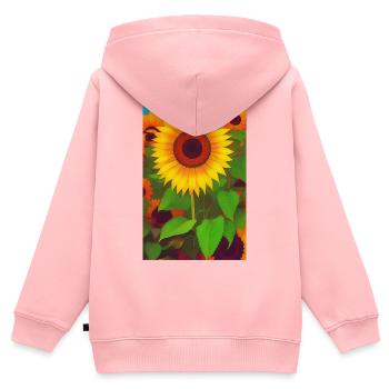 Sonnenblumen - Kinder Premium Organic Zip Hoodie - Rosa - Hinten - AI Model Kid Female (0cm)