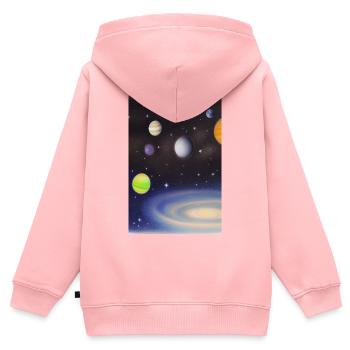 Weltall und Planeten - Kinder Premium Organic Zip Hoodie - Rosa - Hinten - AI Model Kid Female (0cm)