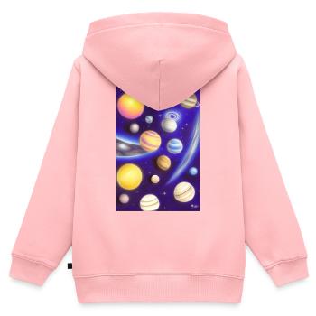 Weltall und Planeten - Kinder Premium Organic Zip Hoodie - Rosa - Hinten - AI Model Kid Female (0cm)