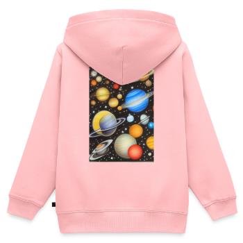 Weltall und Planeten - Kinder Premium Organic Zip Hoodie - Rosa - Hinten - AI Model Kid Female (0cm)