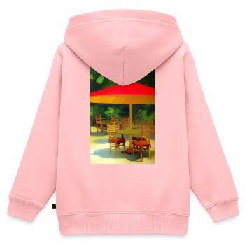 Asiatisches Cafe im Freien - Kinder Premium Organic Zip Hoodie - Rosa - Hinten - AI Model Kid Female (0cm)