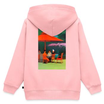 Asiatisches Cafe im Freien - Kinder Premium Organic Zip Hoodie - Rosa - Hinten - AI Model Kid Female (0cm)
