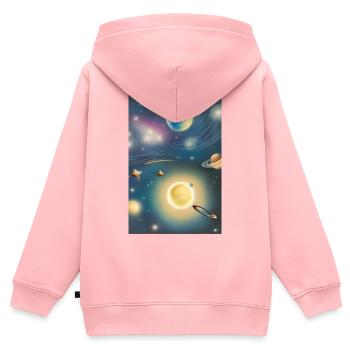 Weltall und Planeten - Kinder Premium Organic Zip Hoodie - Rosa - Hinten - AI Model Kid Female (0cm)