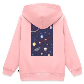 Weltall und Planeten - Kinder Premium Organic Zip Hoodie - Rosa - Hinten - AI Model Kid Female (0cm)