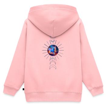 Wunderbare blaue Katze. - Kinder Premium Organic Zip Hoodie - Rosa - Hinten - AI Model Kid Female (0cm)