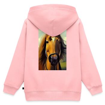 Pferdekopf Öl Malerei - Kinder Premium Organic Zip Hoodie - Rosa - Hinten - AI Model Kid Female (0cm)
