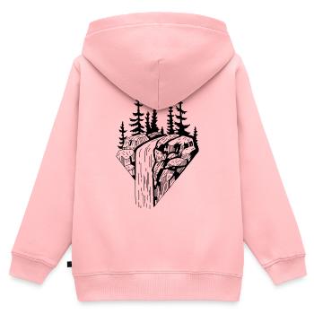 Der schwarze Wasserfall und die rote Sonne - Kinder Premium Organic Zip Hoodie - Rosa - Hinten - AI Model Kid Female (0cm)