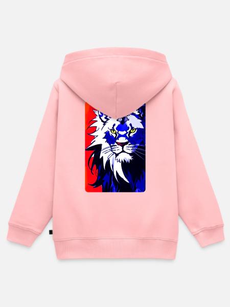 Blauer Löwe (Design1) - Kinder Premium Organic Zip Hoodie - Rosa