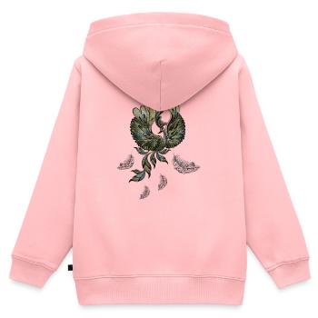 Eleganter Pfau in grünen Farben. - Kinder Premium Organic Zip Hoodie - Rosa - Hinten - AI Model Kid Female (0cm)
