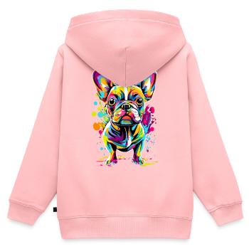 Französische Bulldogge Farbenfroh - Hunderasse - Kinder Premium Organic Zip Hoodie - Rosa - Hinten - AI Model Kid Female (0cm)