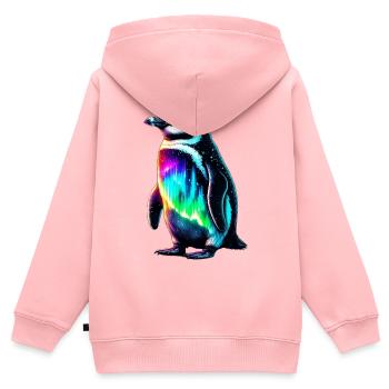 Aurora Borealis Pinguin - Kinder Premium Organic Zip Hoodie - Rosa - Hinten - AI Model Kid Female (0cm)