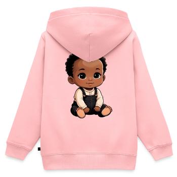 Bébé de dessin animé mignon et heureux - Sweat Premium à capuche zippé enfant bio - rose - Dos - AI Model Kid Female (0cm)