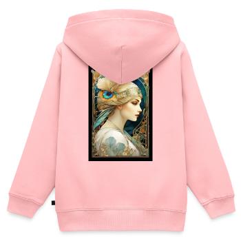 Art Nuovaeu Femeninisches sinnliches Porträt - Kinder Premium Organic Zip Hoodie - Rosa - Hinten - AI Model Kid Female (0cm)